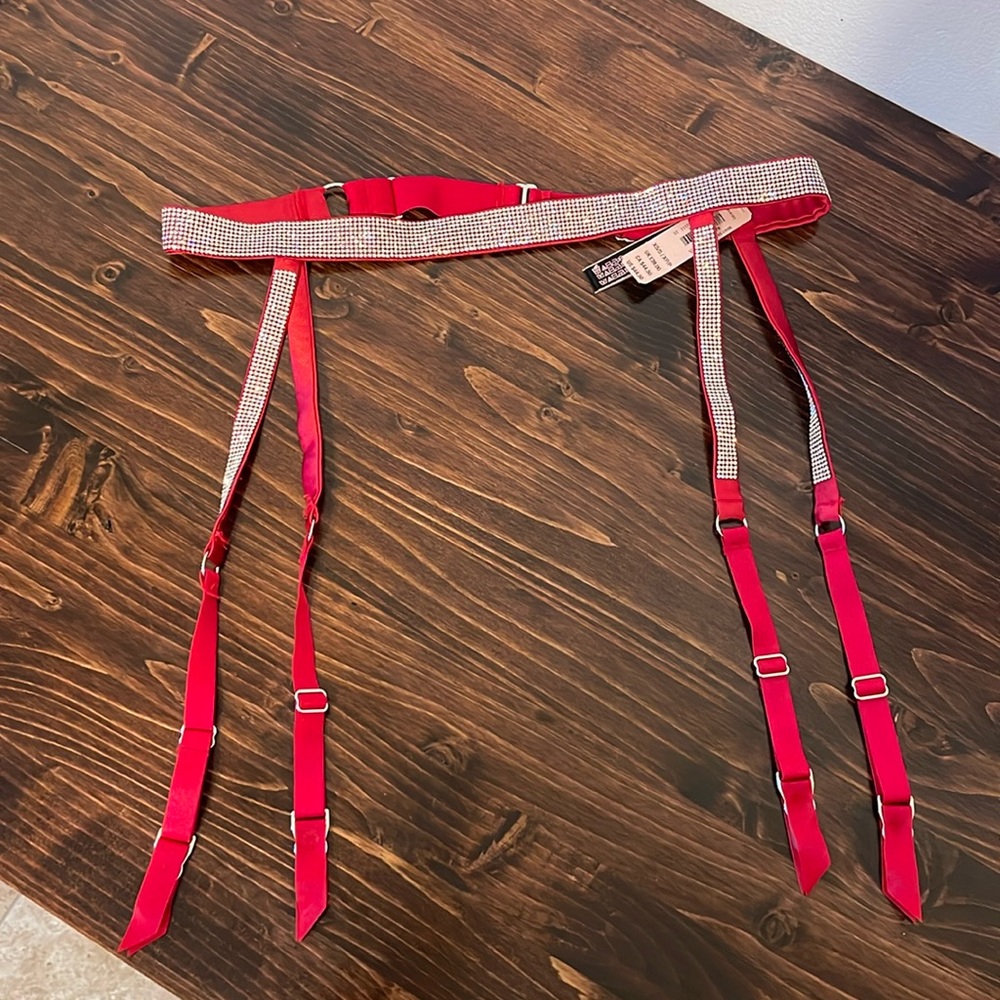 Victoria’s Secret red rhinestone garter belt